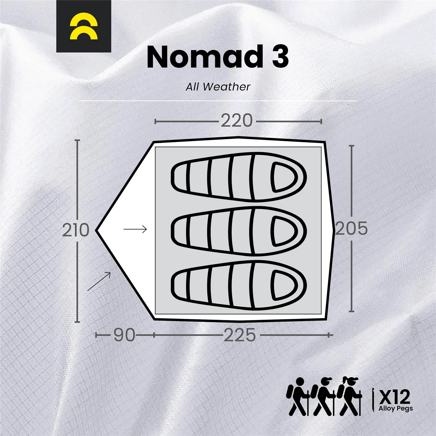 Orson Nomad 3 | All Weather 3 Plus Person Tent | 3.25kg - Image 9